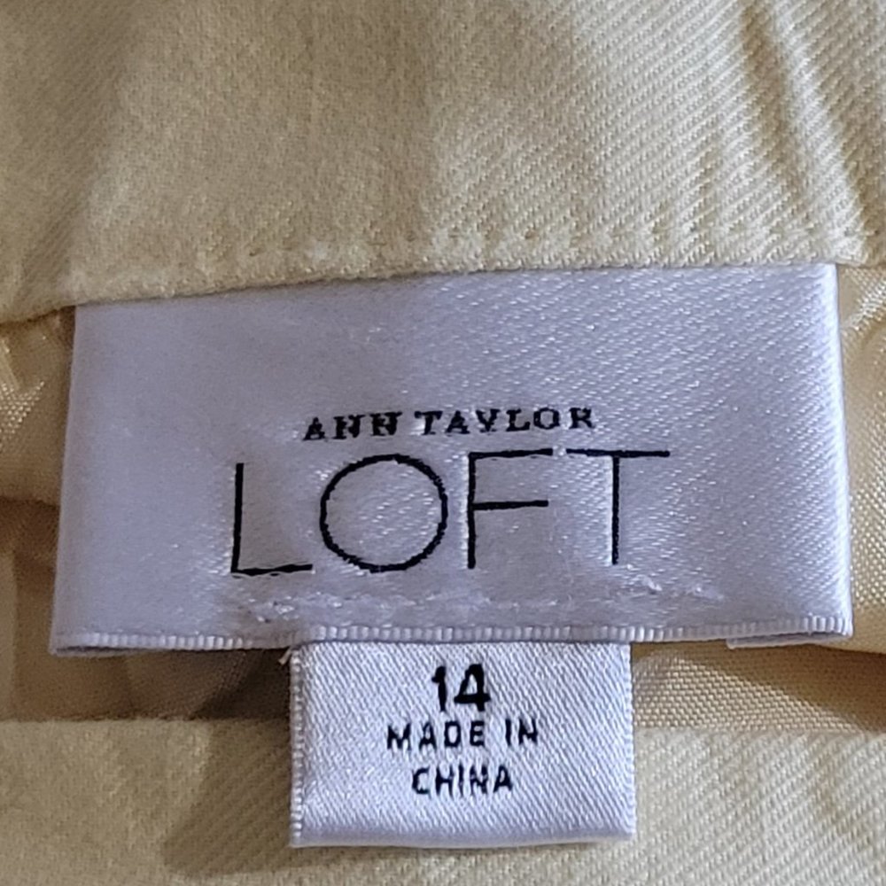 Ann Taylor Loft Skirt Size 14 Yellow Pleated Hem - Picture 3 of 6
